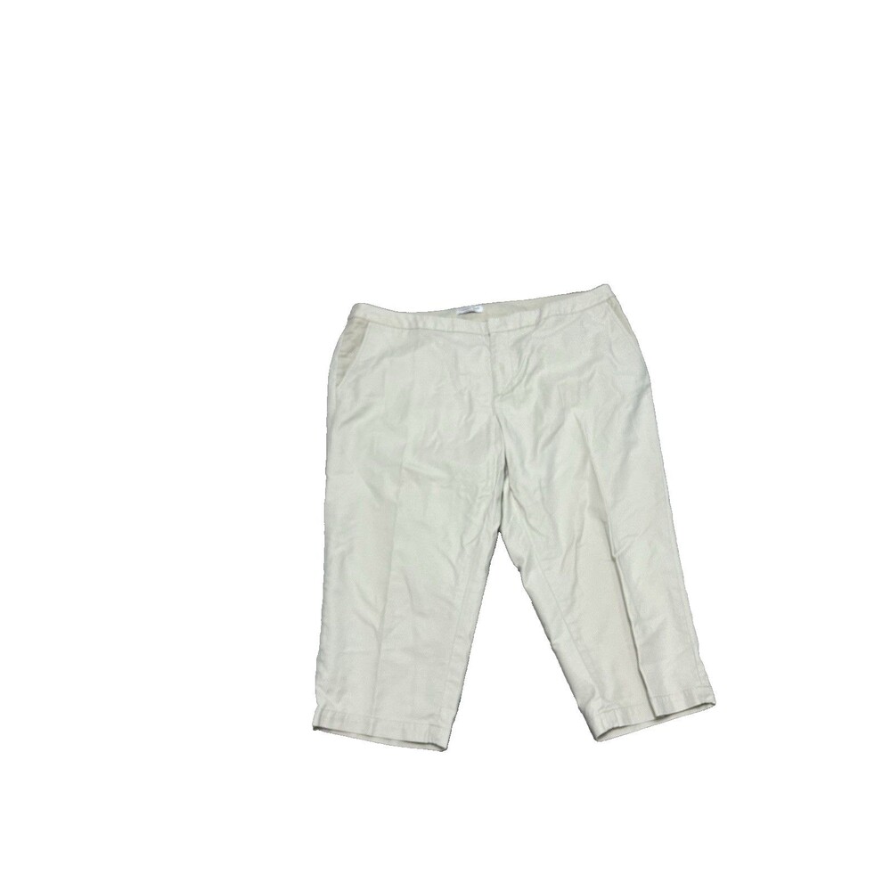 Women's Coldwater Creek Capris 22 Natural Fit Khakis Cotton Blend Smooth Front